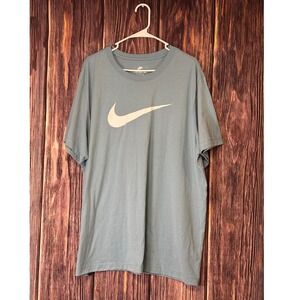 Nike T Shirt Tee Mens XXL Blue Big Swoosh Logo Graphic Cotton Casual Sports